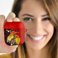 Australia and Papua New Guinea Together AirPods Case Bird-of-paradise and Kangaroo with Oro Tapa and Aboriginal Art Motifs LT03 Black - Polynesian Pride