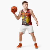 Australia and Papua New Guinea Together Basketball Jersey Bird-of-paradise and Kangaroo with Oro Tapa and Aboriginal Art Motifs LT03 - Polynesian Pride