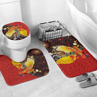 Australia and Papua New Guinea Together Bathroom Set Bird-of-paradise and Kangaroo with Oro Tapa and Aboriginal Art Motifs LT03 Mat Set Only (3 pcs) One Size Black - Polynesian Pride