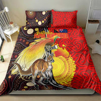 Australia and Papua New Guinea Together Bedding Set Bird-of-paradise and Kangaroo with Oro Tapa and Aboriginal Art Motifs LT03 - Polynesian Pride