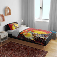Australia and Papua New Guinea Together Bedding Set Bird-of-paradise and Kangaroo with Oro Tapa and Aboriginal Art Motifs LT03 - Polynesian Pride