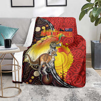 Australia and Papua New Guinea Together Blanket Bird-of-paradise and Kangaroo with Oro Tapa and Aboriginal Art Motifs LT03 - Polynesian Pride