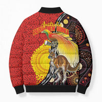 Australia and Papua New Guinea Together Bomber Puffer Jacket Bird-of-paradise and Kangaroo with Oro Tapa and Aboriginal Art Motifs LT03 - Polynesian Pride