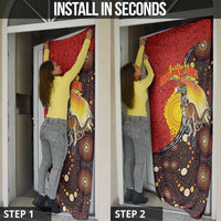 Australia and Papua New Guinea Together Door Cover Bird-of-paradise and Kangaroo with Oro Tapa and Aboriginal Art Motifs LT03 - Polynesian Pride