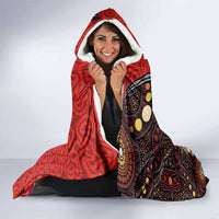 Australia and Papua New Guinea Together Hooded Blanket Bird-of-paradise and Kangaroo with Oro Tapa and Aboriginal Art Motifs LT03 - Polynesian Pride