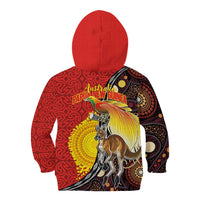 Australia and Papua New Guinea Together Kid Hoodie Bird-of-paradise and Kangaroo with Oro Tapa and Aboriginal Art Motifs LT03 - Polynesian Pride