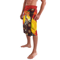 Australia and Papua New Guinea Together Lavalava Bird-of-paradise and Kangaroo with Oro Tapa and Aboriginal Art Motifs LT03 - Polynesian Pride