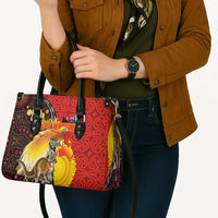 Australia and Papua New Guinea Together Leather Bag Bird-of-paradise and Kangaroo with Oro Tapa and Aboriginal Art Motifs LT03 - Polynesian Pride