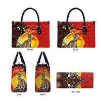 Australia and Papua New Guinea Together Leather Bag Bird-of-paradise and Kangaroo with Oro Tapa and Aboriginal Art Motifs LT03 - Polynesian Pride