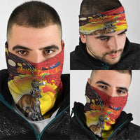 Australia and Papua New Guinea Together Neck Gaiter Bird-of-paradise and Kangaroo with Oro Tapa and Aboriginal Art Motifs LT03 - Polynesian Pride
