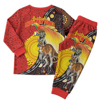 Australia and Papua New Guinea Together Christmas Pajama Set Bird-of-paradise and Kangaroo with Oro Tapa and Aboriginal Art Motifs LT03 - Polynesian Pride