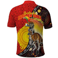 Australia and Papua New Guinea Together Polo Shirt Bird-of-paradise and Kangaroo with Oro Tapa and Aboriginal Art Motifs LT03 - Polynesian Pride