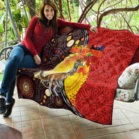 Australia and Papua New Guinea Together Quilt Bird-of-paradise and Kangaroo with Oro Tapa and Aboriginal Art Motifs LT03 - Polynesian Pride