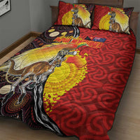 Australia and Papua New Guinea Together Quilt Bed Set Bird-of-paradise and Kangaroo with Oro Tapa and Aboriginal Art Motifs LT03 - Polynesian Pride