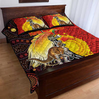 Australia and Papua New Guinea Together Quilt Bed Set Bird-of-paradise and Kangaroo with Oro Tapa and Aboriginal Art Motifs LT03 - Polynesian Pride