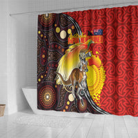 Australia and Papua New Guinea Together Shower Curtain Bird-of-paradise and Kangaroo with Oro Tapa and Aboriginal Art Motifs LT03 - Polynesian Pride