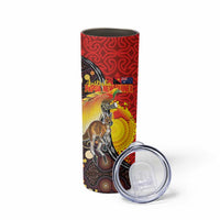 Australia and Papua New Guinea Together Skinny Tumbler Bird-of-paradise and Kangaroo with Oro Tapa and Aboriginal Art Motifs LT03 - Polynesian Pride