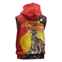 Australia and Papua New Guinea Together Sleeveless Zip Hoodie Bird-of-paradise and Kangaroo with Oro Tapa and Aboriginal Art Motifs LT03 - Polynesian Pride