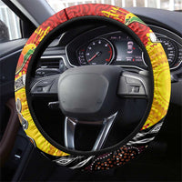 Australia and Papua New Guinea Together Steering Wheel Cover Bird-of-paradise and Kangaroo with Oro Tapa and Aboriginal Art Motifs LT03 - Polynesian Pride