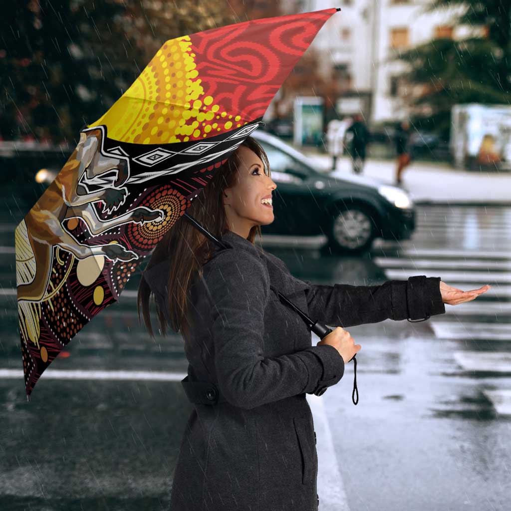 Australia and Papua New Guinea Together Umbrella Bird-of-paradise and Kangaroo with Oro Tapa and Aboriginal Art Motifs LT03 - Polynesian Pride