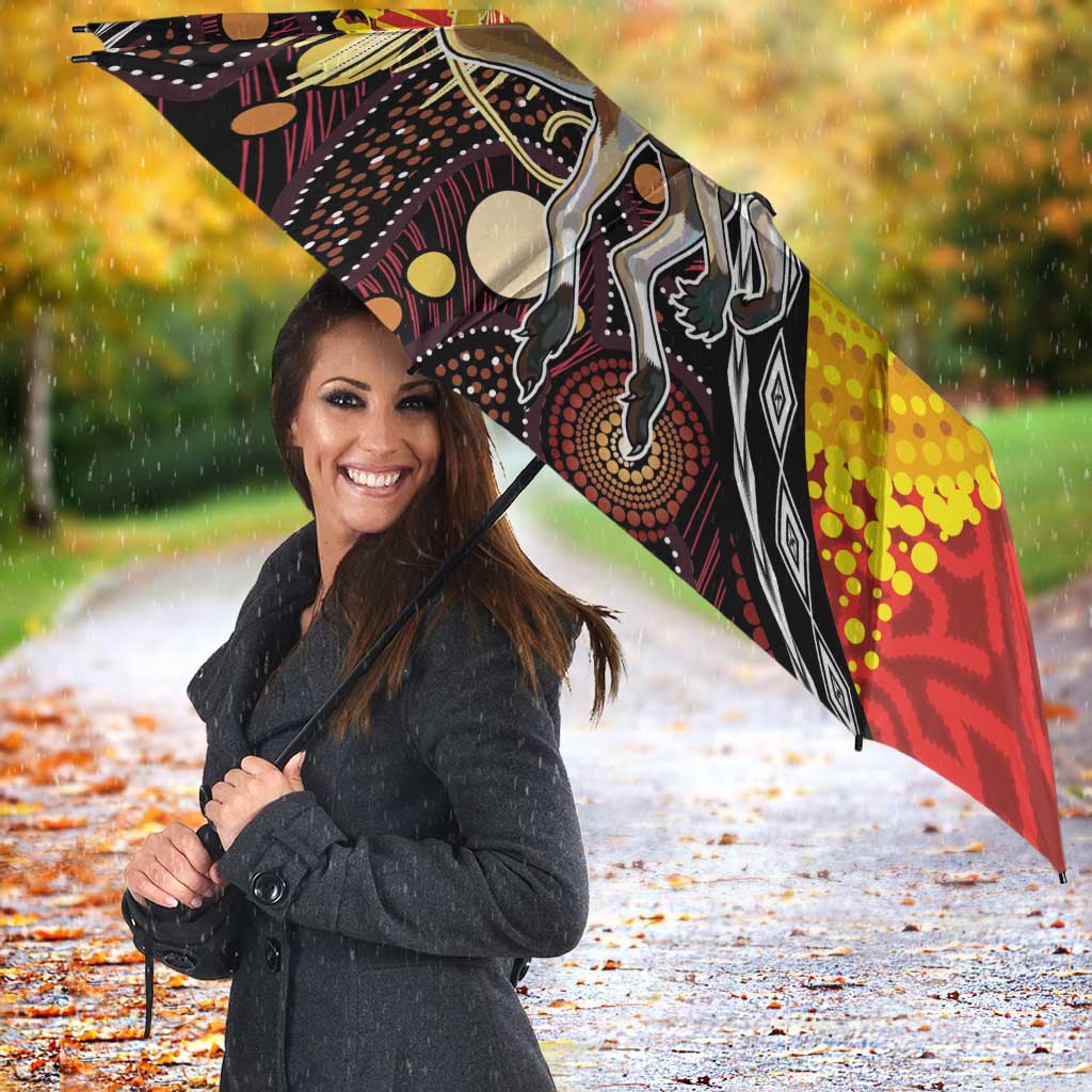 Australia and Papua New Guinea Together Umbrella Bird-of-paradise and Kangaroo with Oro Tapa and Aboriginal Art Motifs LT03 - Polynesian Pride