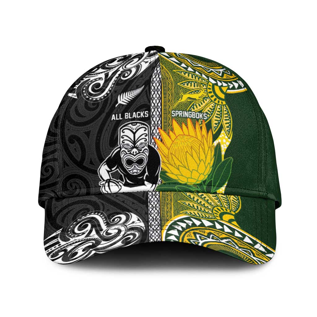 New Zealand and South Africa Rugby Classic Cap Greatest Rivalry-Silver Fern and Antelope