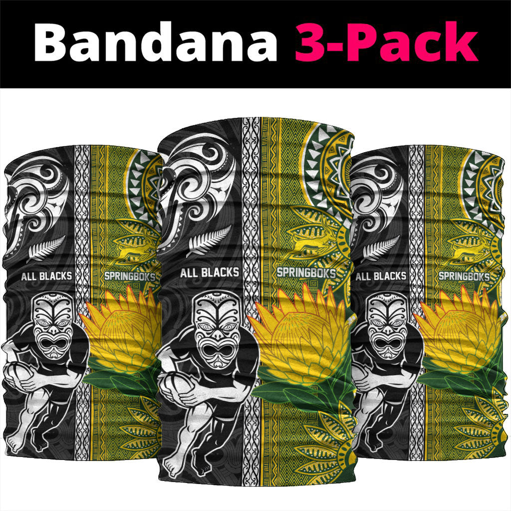 Rugby New Zealand and South Africa Neck Gaiter Greatest Rivalry Silver Fern and Antelope