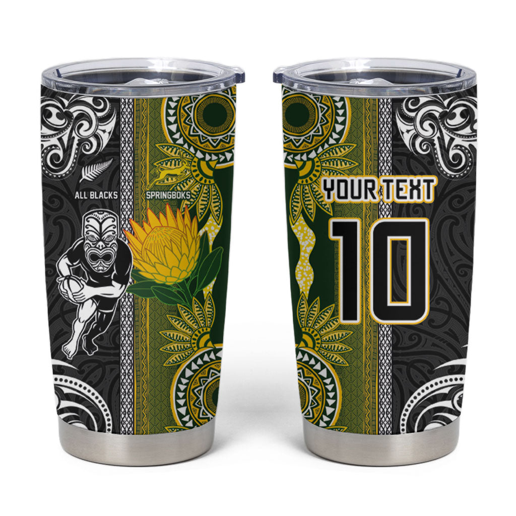 Custom Rugby New Zealand and South Africa Tumbler Cup Greatest Rivalry Silver Fern and Antelope