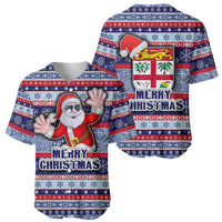 Fiji Christmas Baseball Jersey Fijian Santa and Coat of Arms Mix Tapa Pattern Striped Style LT03 - Polynesian Pride