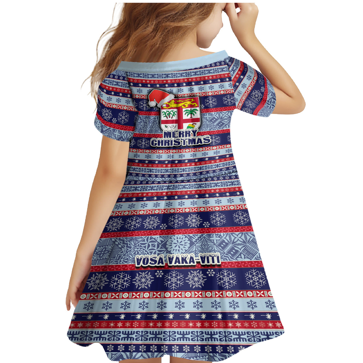Fiji Christmas Family Matching Mermaid Dress and Hawaiian Shirt Fijian Santa and Coat of Arms Mix Tapa Pattern Striped Style LT03 - Polynesian Pride