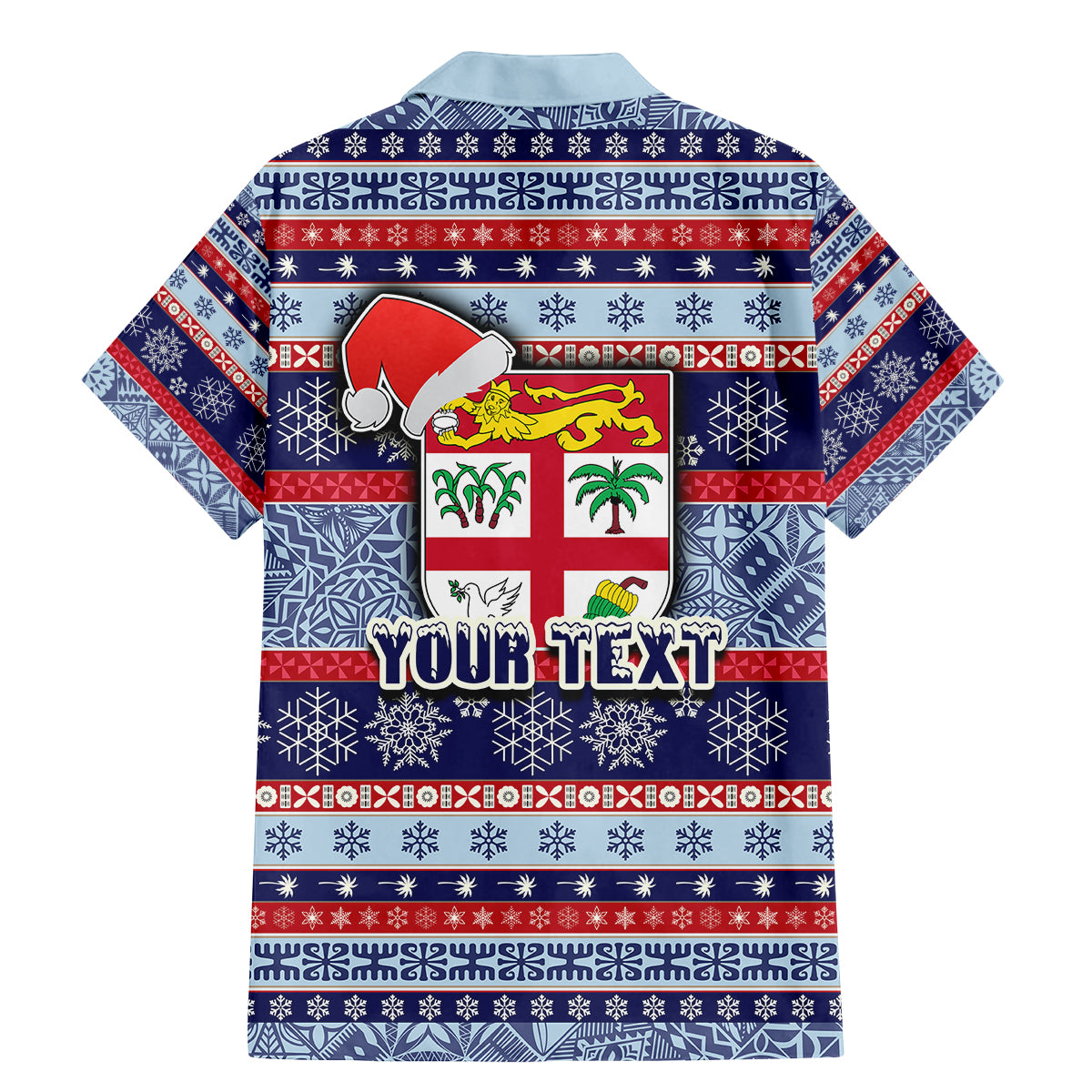 Custom Fiji Christmas Family Matching Mermaid Dress and Hawaiian Shirt Fijian Santa and Coat of Arms Mix Tapa Pattern Striped Style LT03 - Polynesian Pride