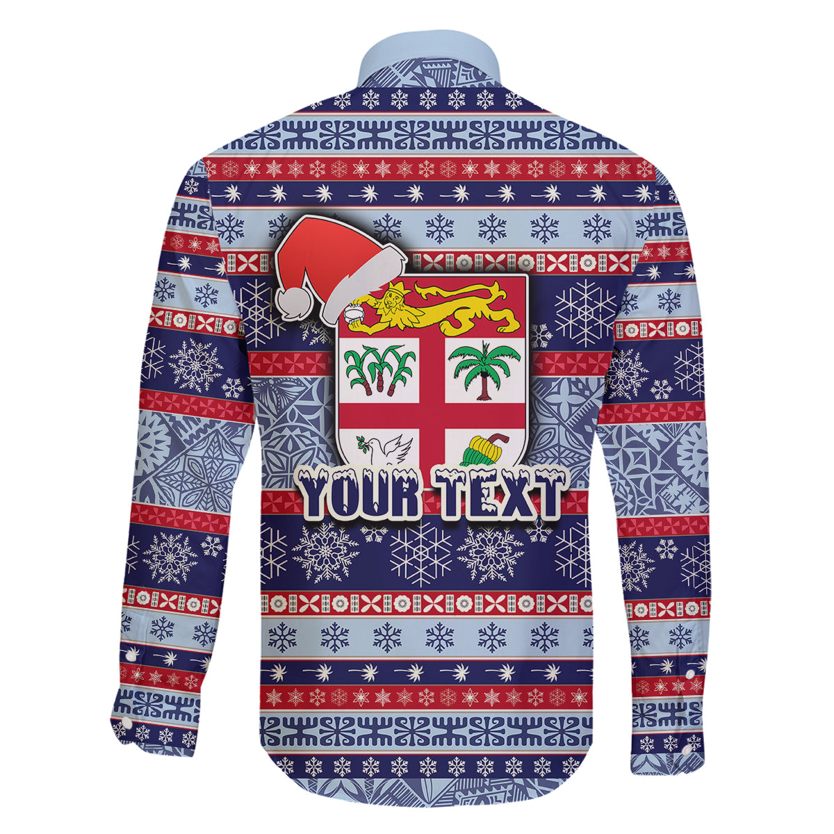 Custom Fiji Christmas Family Matching Mermaid Dress and Hawaiian Shirt Fijian Santa and Coat of Arms Mix Tapa Pattern Striped Style LT03 - Polynesian Pride