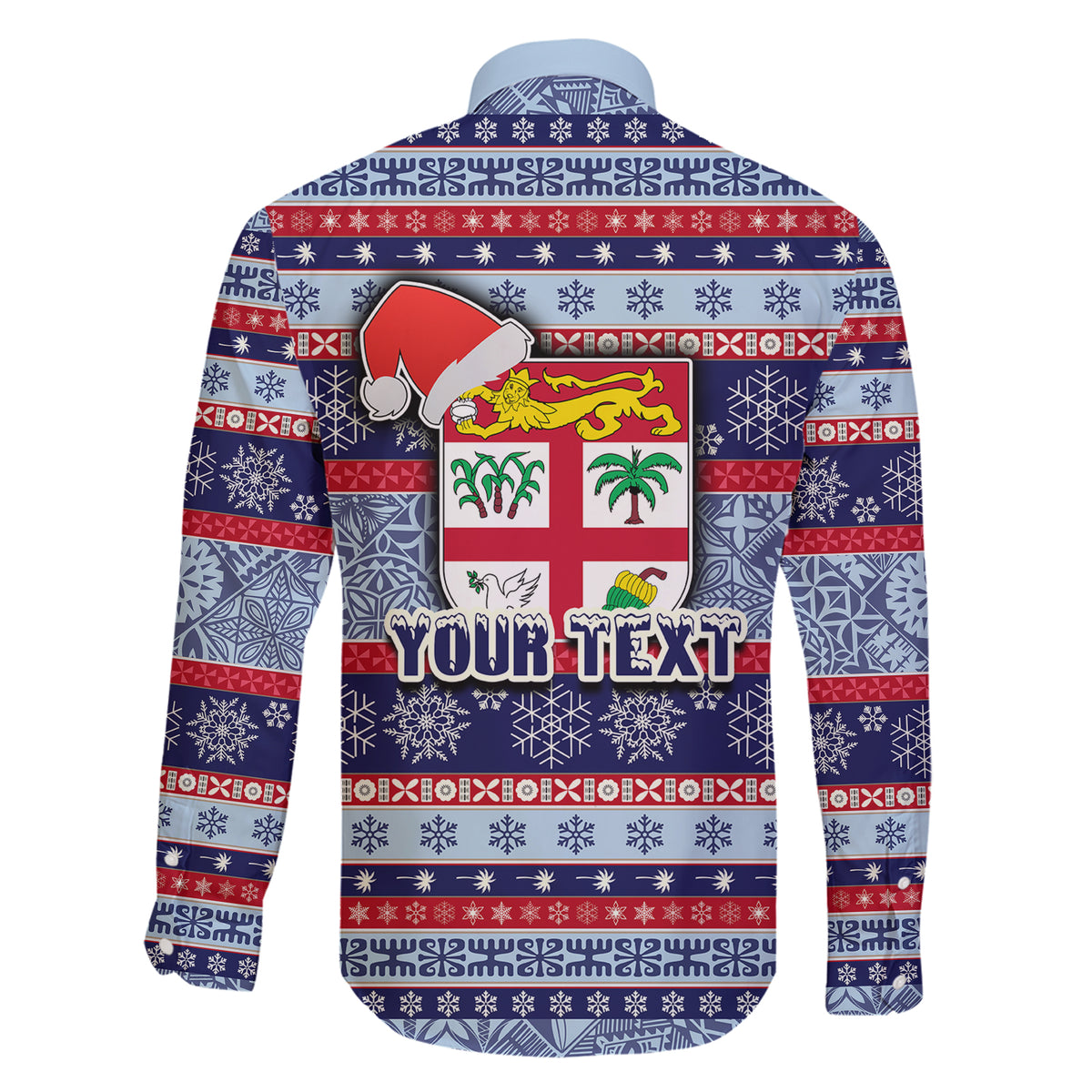 Custom Fiji Christmas Family Matching Short Sleeve Bodycon Dress and Hawaiian Shirt Fijian Santa and Coat of Arms Mix Tapa Pattern Striped Style LT03 - Polynesian Pride