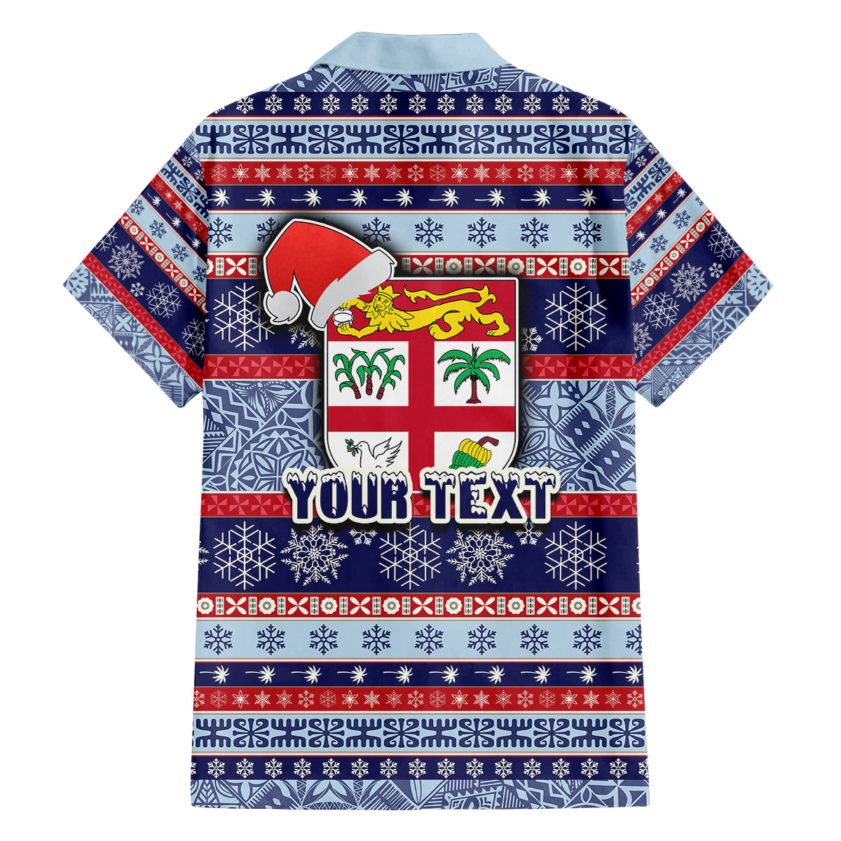 Custom Fiji Christmas Family Matching Summer Maxi Dress and Hawaiian Shirt Fijian Santa and Coat of Arms Mix Tapa Pattern Striped Style LT03 - Polynesian Pride