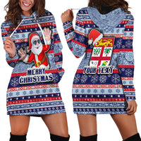 Custom Fiji Christmas Hoodie Dress Fijian Santa and Coat of Arms Mix Tapa Pattern Striped Style LT03 - Polynesian Pride