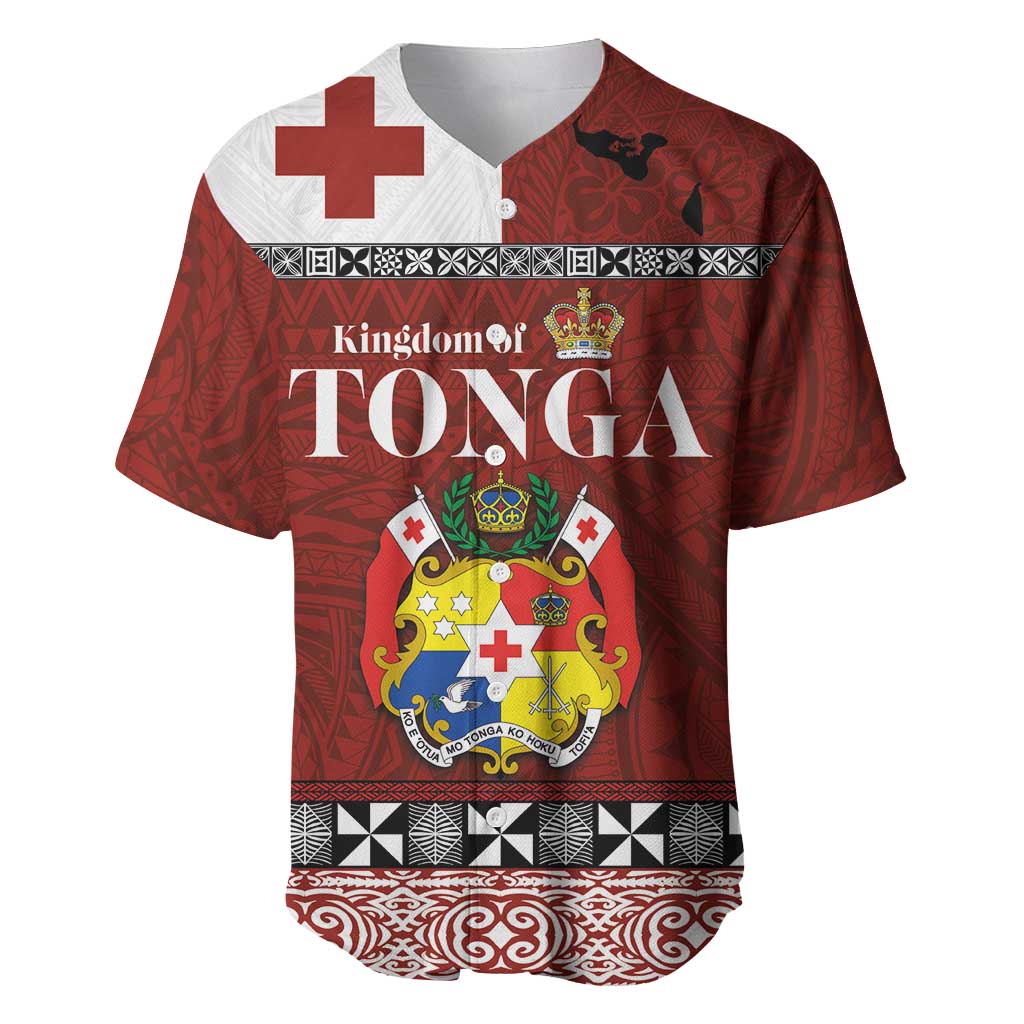 Tongan Culture Baseball Jersey Ngatu Art Tattoo and Emblem of Tonga LT03 Red - Polynesian Pride
