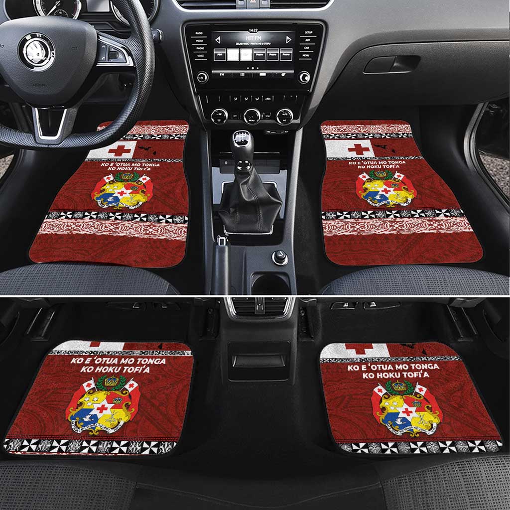 Tongan Culture Car Mats Ngatu Art Tattoo and Emblem of Tonga LT03 Set 4pcs Red - Polynesian Pride