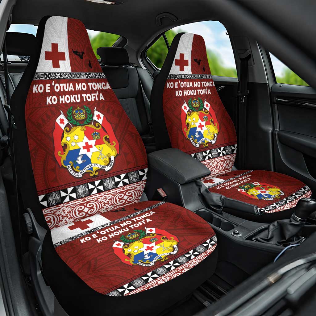 Tongan Culture Car Seat Cover Ngatu Art Tattoo and Emblem of Tonga LT03 One Size Red - Polynesian Pride