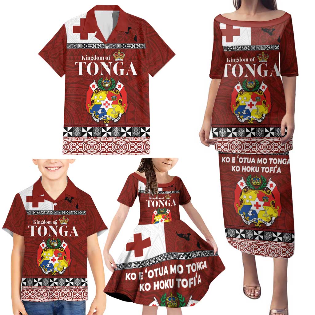 Tongan Culture Family Matching Puletasi and Hawaiian Shirt Ngatu Art Tattoo and Emblem of Tonga LT03 - Polynesian Pride