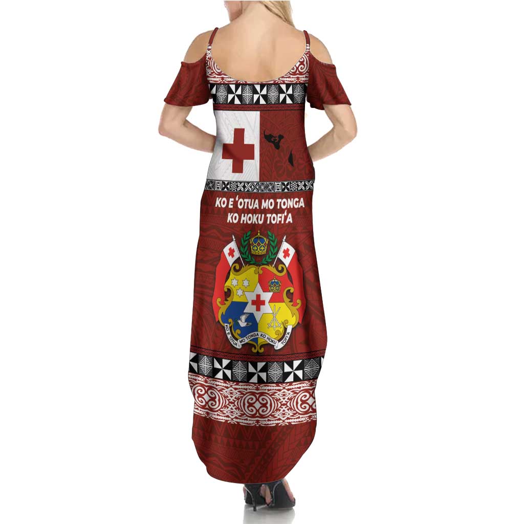 Tongan Culture Family Matching Summer Maxi Dress and Hawaiian Shirt Ngatu Art Tattoo and Emblem of Tonga LT03 - Polynesian Pride