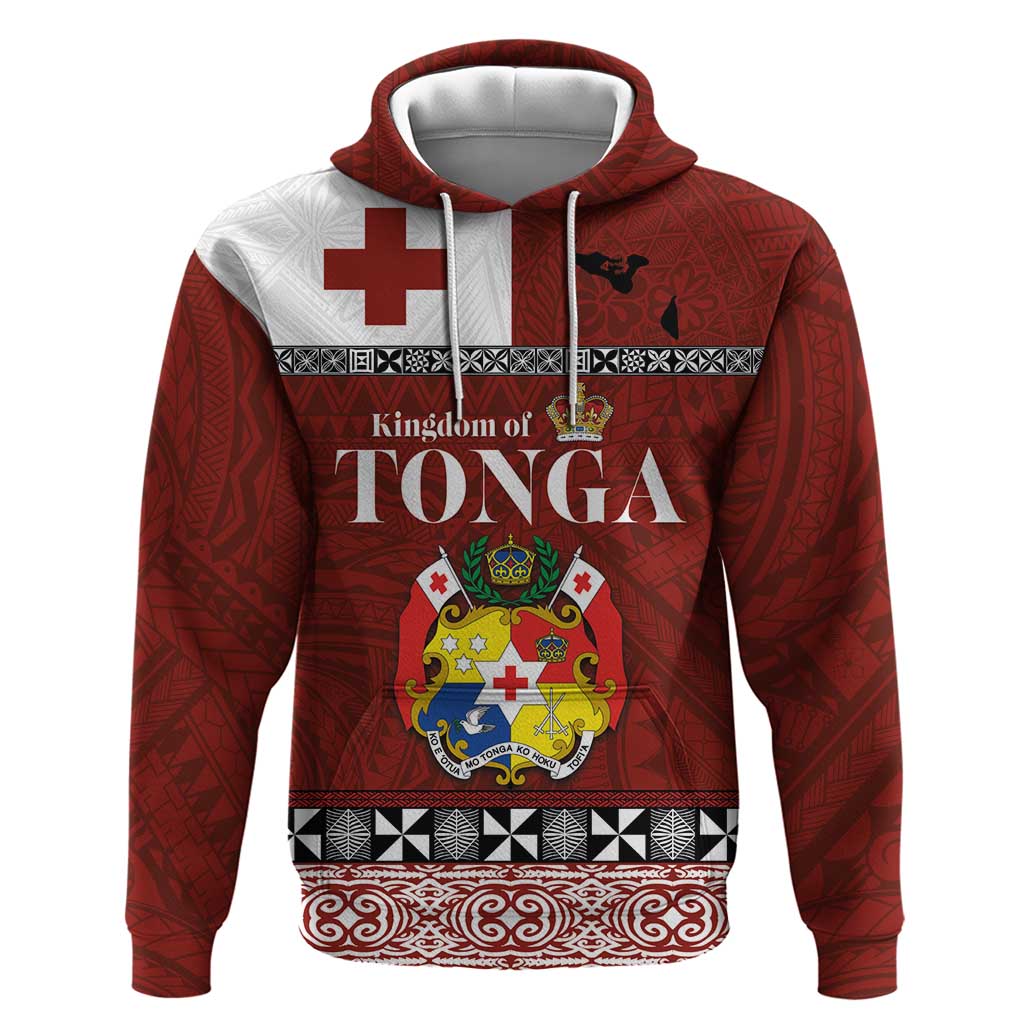 Tongan Culture Hoodie Ngatu Art Tattoo and Emblem of Tonga LT03 Pullover Hoodie Red - Polynesian Pride