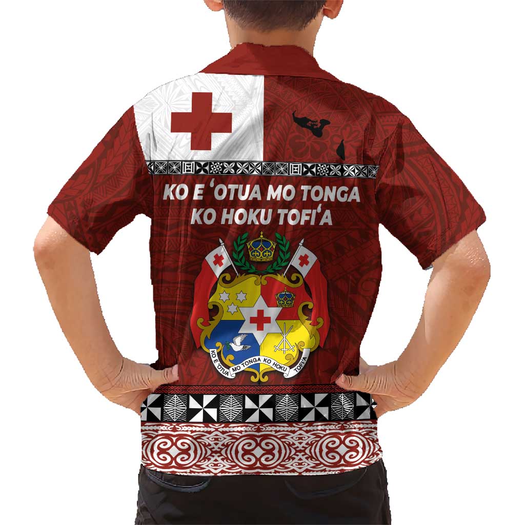 Tongan Culture Kid Hawaiian Shirt Ngatu Art Tattoo and Emblem of Tonga LT03 - Polynesian Pride