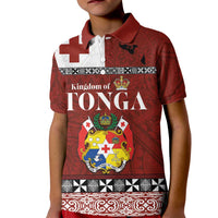 Tongan Culture Kid Polo Shirt Ngatu Art Tattoo and Emblem of Tonga LT03 Kid Red - Polynesian Pride