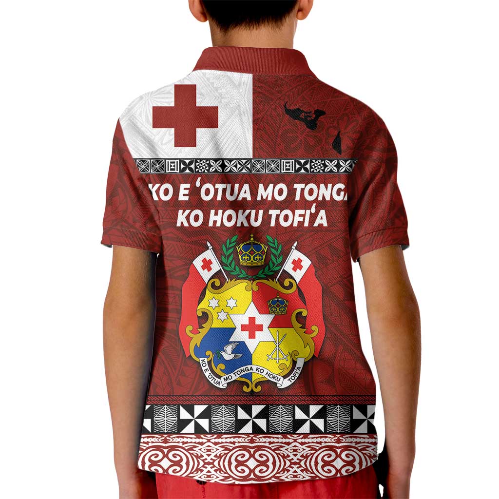 Tongan Culture Kid Polo Shirt Ngatu Art Tattoo and Emblem of Tonga LT03 - Polynesian Pride