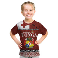 Tongan Culture Kid T Shirt Ngatu Art Tattoo and Emblem of Tonga LT03 Red - Polynesian Pride