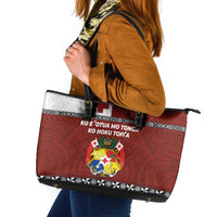 Tongan Culture Leather Tote Bag Ngatu Art Tattoo and Emblem of Tonga LT03 Red - Polynesian Pride