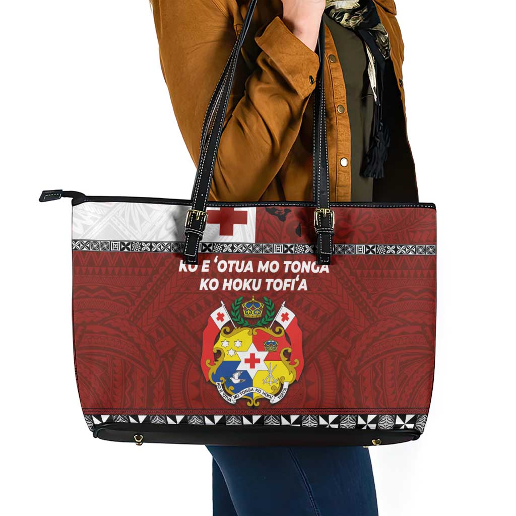 Tongan Culture Leather Tote Bag Ngatu Art Tattoo and Emblem of Tonga LT03 - Polynesian Pride