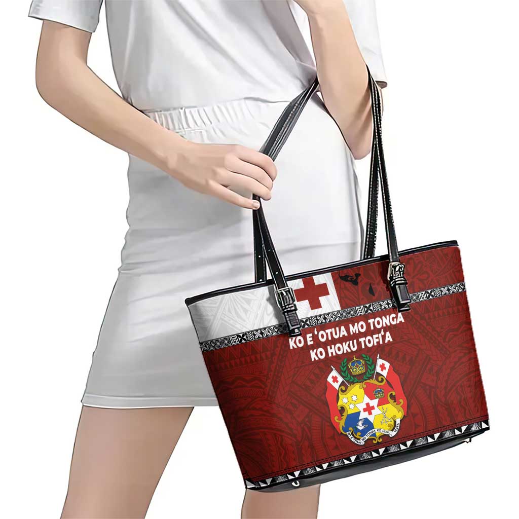 Tongan Culture Leather Tote Bag Ngatu Art Tattoo and Emblem of Tonga LT03 - Polynesian Pride