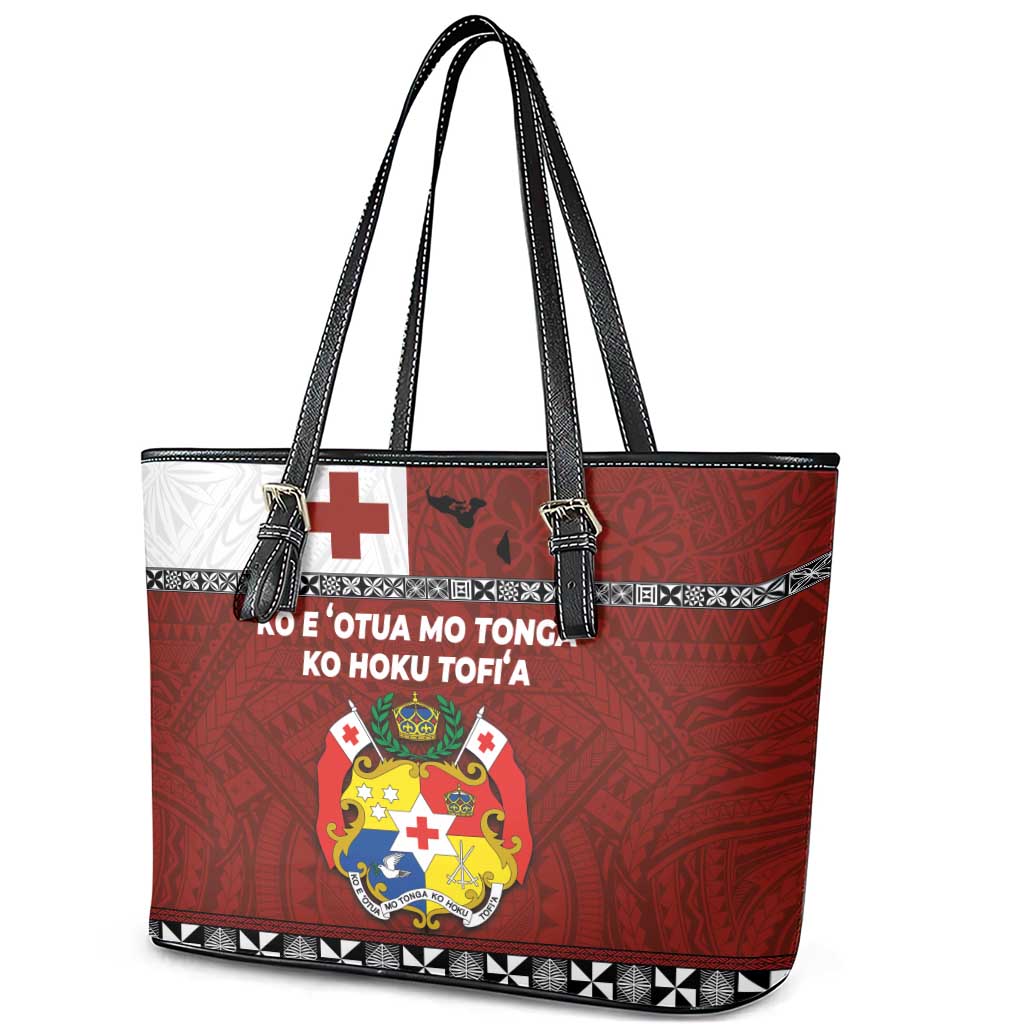 Tongan Culture Leather Tote Bag Ngatu Art Tattoo and Emblem of Tonga LT03 - Polynesian Pride