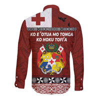 Tongan Culture Long Sleeve Button Shirt Ngatu Art Tattoo and Emblem of Tonga LT03 - Polynesian Pride